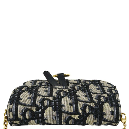 CHRISTIAN DIOR Nano Saddle Oblique Chain Wallet Navy Blue