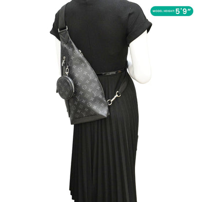 LOUIS VUITTON Duo Sling Taigarama Backpack Bag Black
