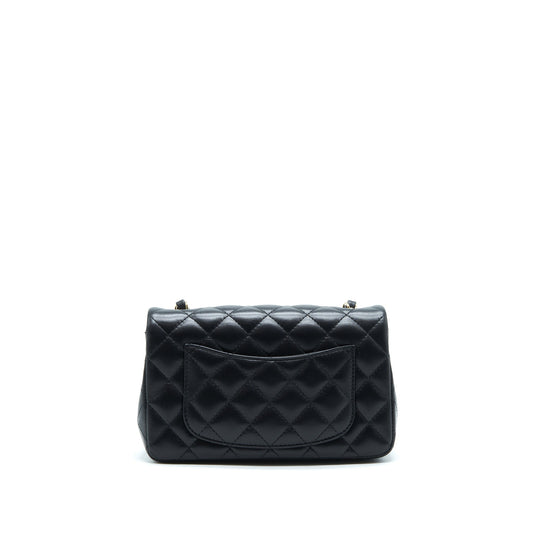 Chanel Mini Rectangular Flap Bag Lambskin Black L(Microchip）