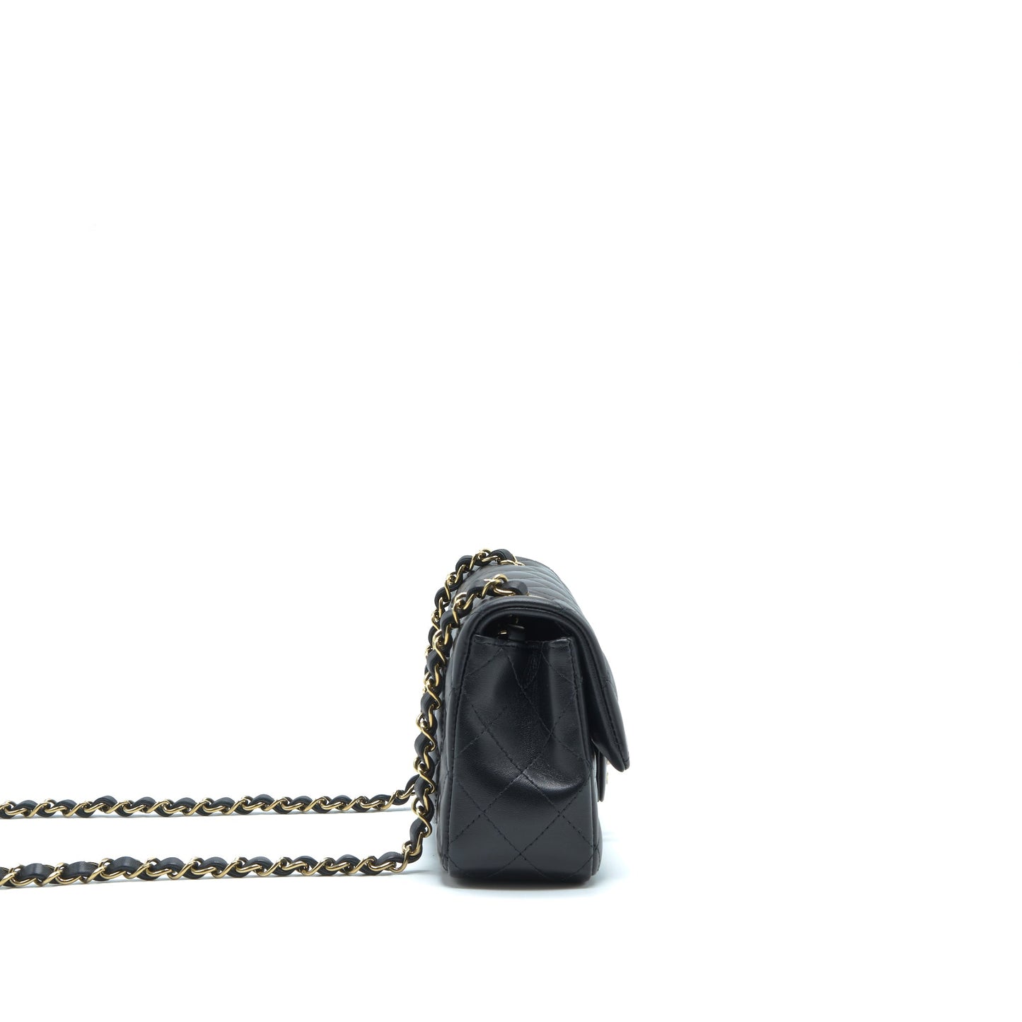 Chanel Mini Rectangular Flap Bag Lambskin Black L(Microchip）