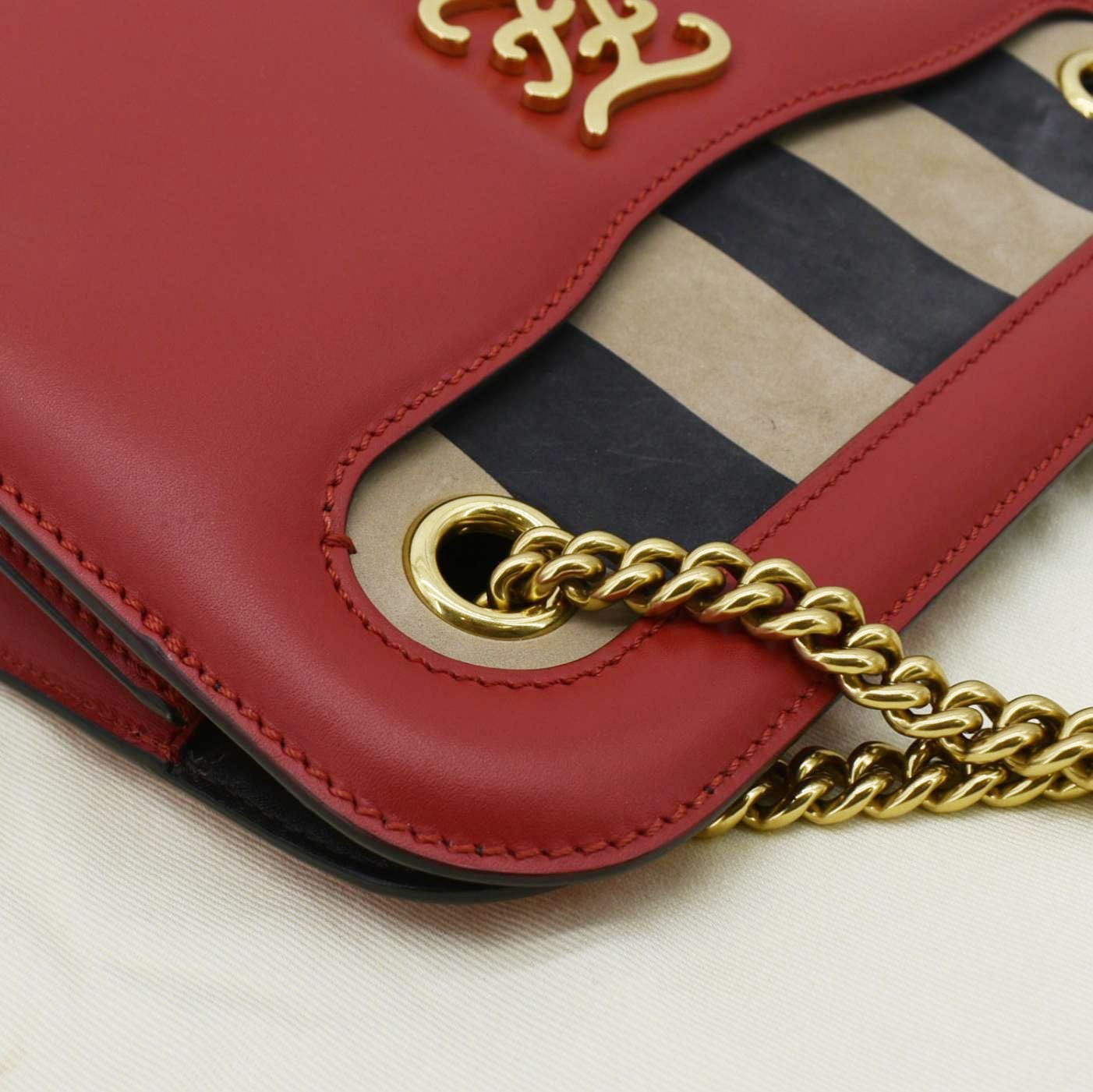 FENDI Karligraphy Pocket Vitello King Nubuck Leather Shoulder Bag Red