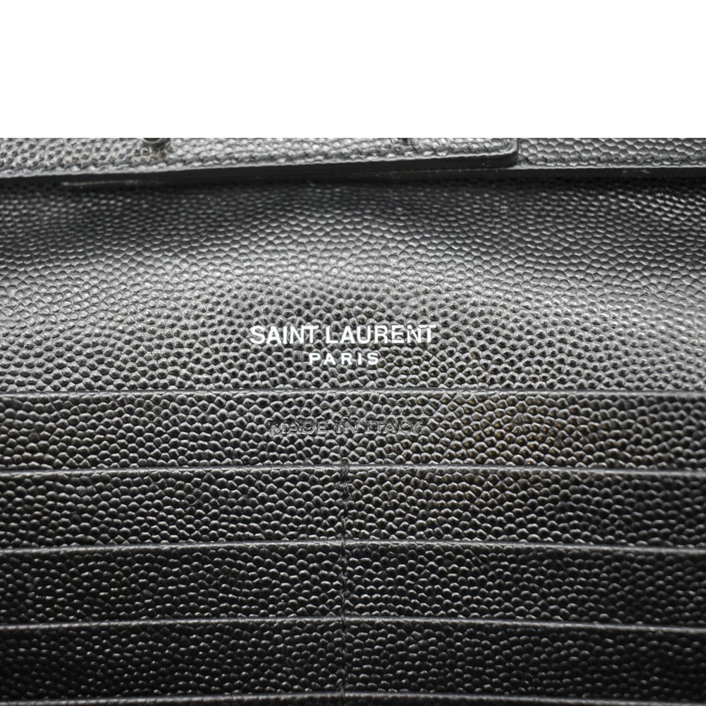 YVES SAINT LAURENT Envelope Chevron Leather Chain Wallet Crossbody Bag Black