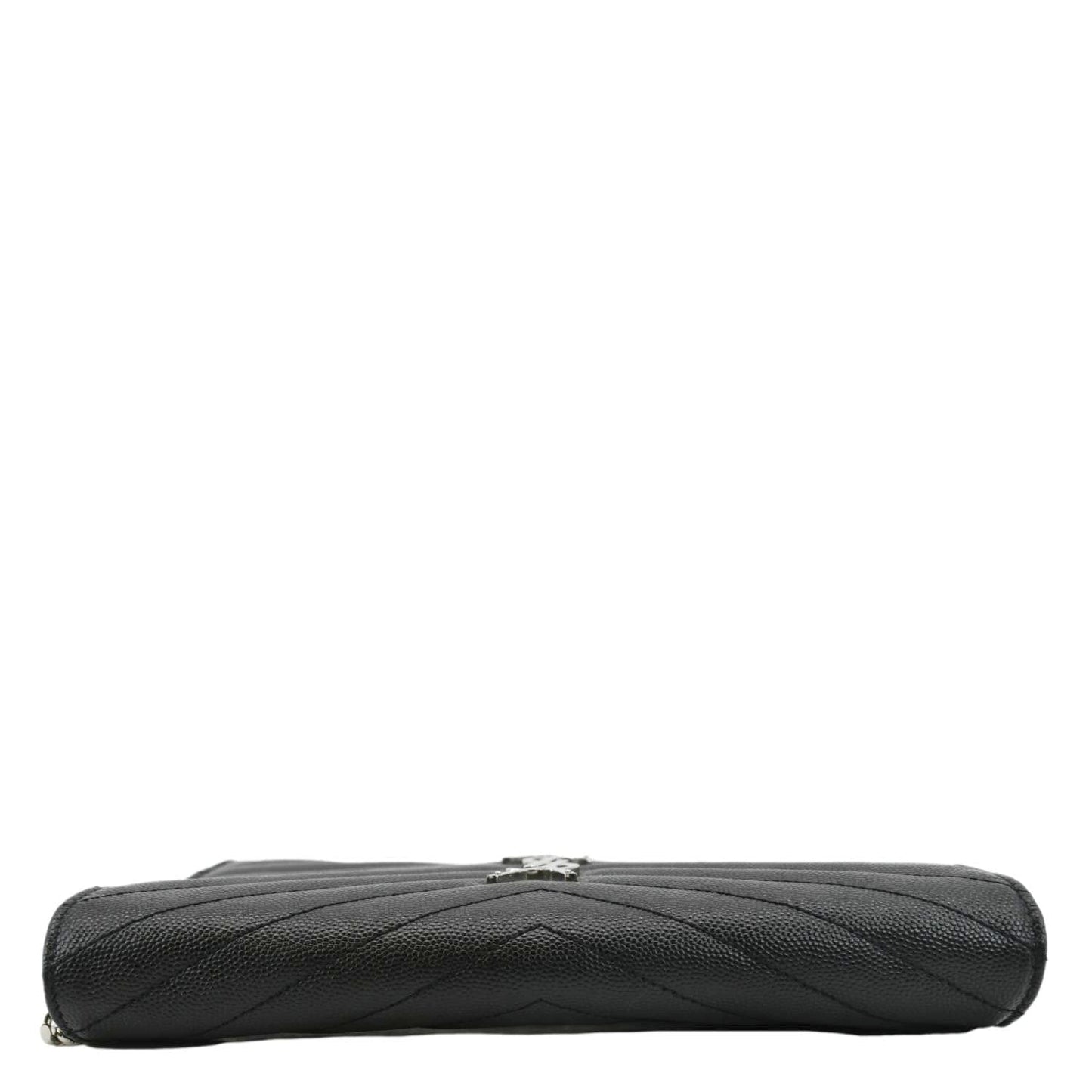 YVES SAINT LAURENT Envelope Chevron Leather Chain Wallet Crossbody Bag Black