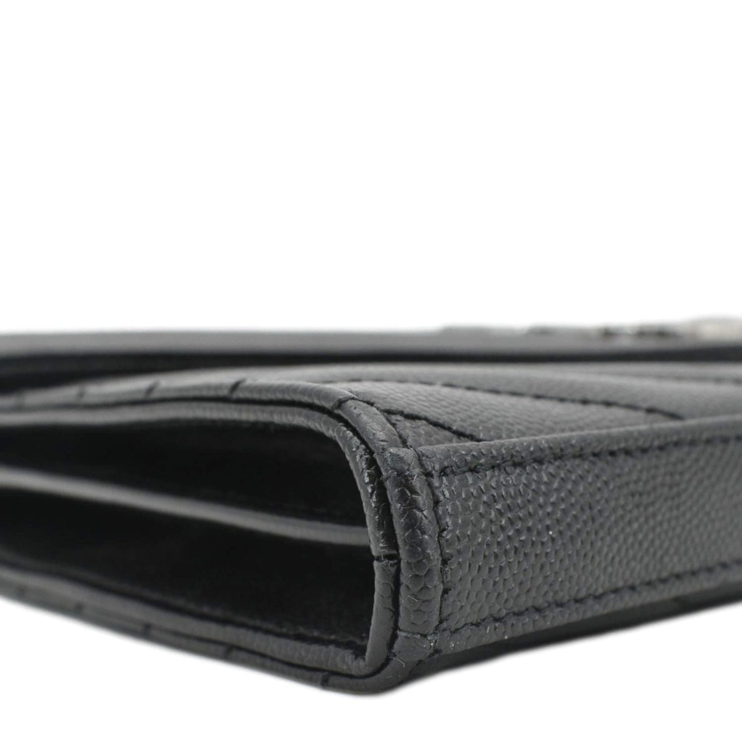 YVES SAINT LAURENT Envelope Chevron Leather Chain Wallet Crossbody Bag Black