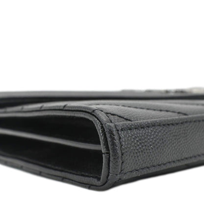 YVES SAINT LAURENT Envelope Chevron Leather Chain Wallet Crossbody Bag Black