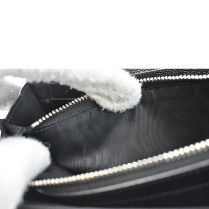 YVES SAINT LAURENT Envelope Chevron Leather Chain Wallet Crossbody Bag Black