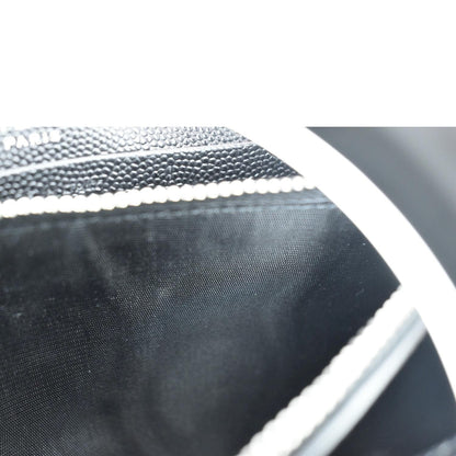 YVES SAINT LAURENT Envelope Chevron Leather Chain Wallet Crossbody Bag Black