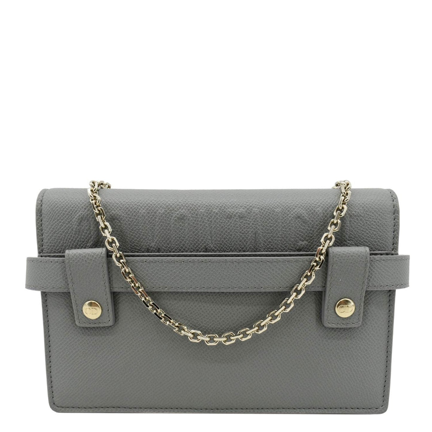 CHRISTIAN DIOR 30 Montaigne 2 in 1 Grained Calfskin Leather Pouch Dark Grey
