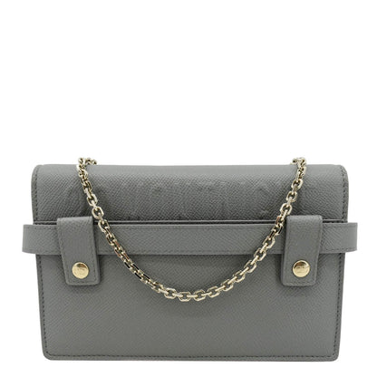 CHRISTIAN DIOR 30 Montaigne 2 in 1 Grained Calfskin Leather Pouch Dark Grey