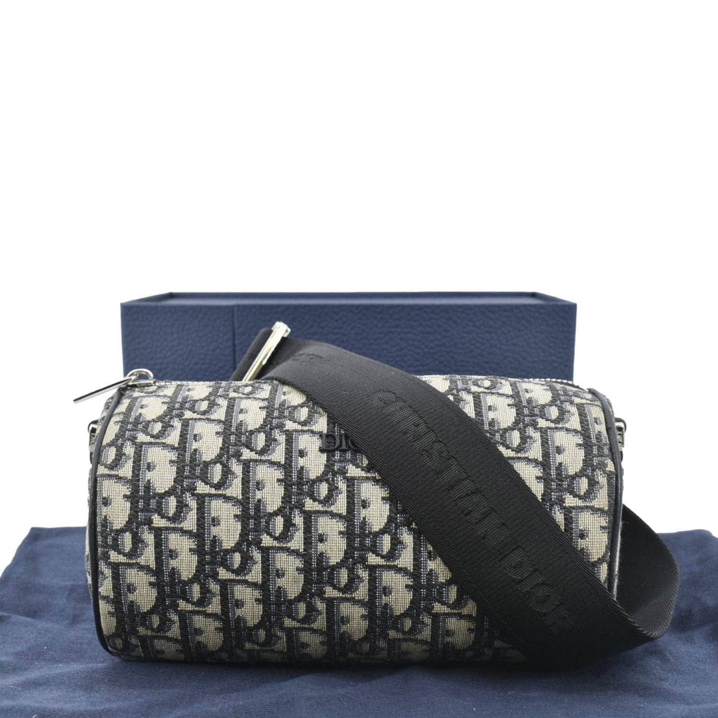 CHRISTIAN DIOR Roller Oblique Canvas Messenger Bag Navy Blue
