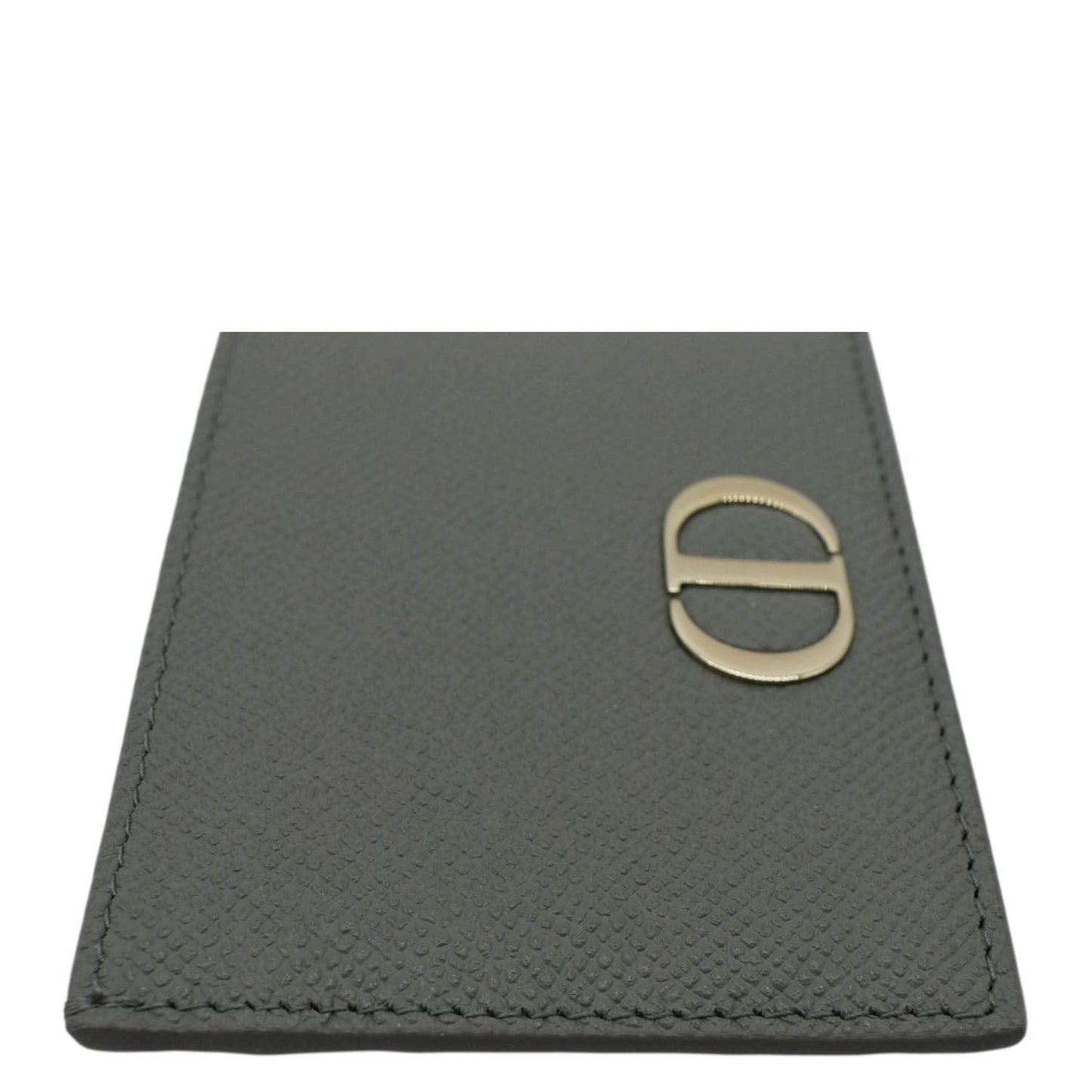 CHRISTIAN DIOR 30 Montaigne Grained Calfskin Leather Card Holder Dark Grey