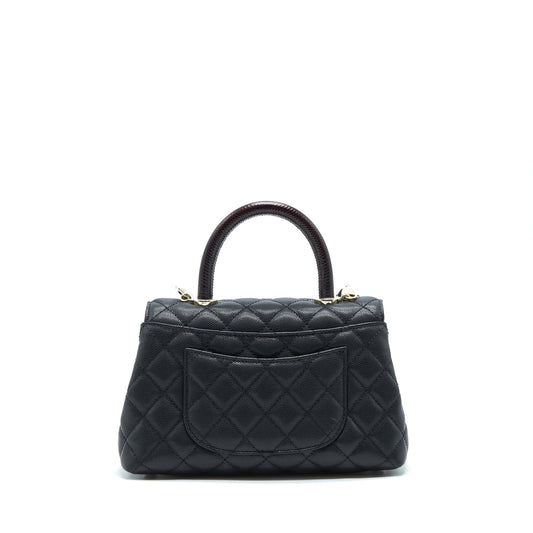 Chanel Small Coco Handle Caviar Black L With Red Embossed Handle