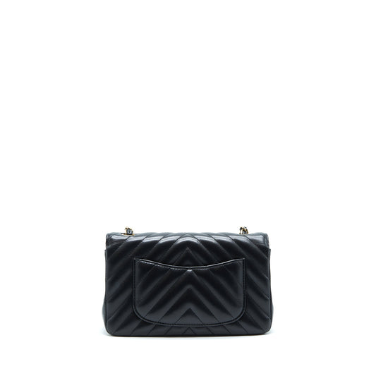Chanel Chevron Mini Rectangular Flap Bag Lambskin Black L