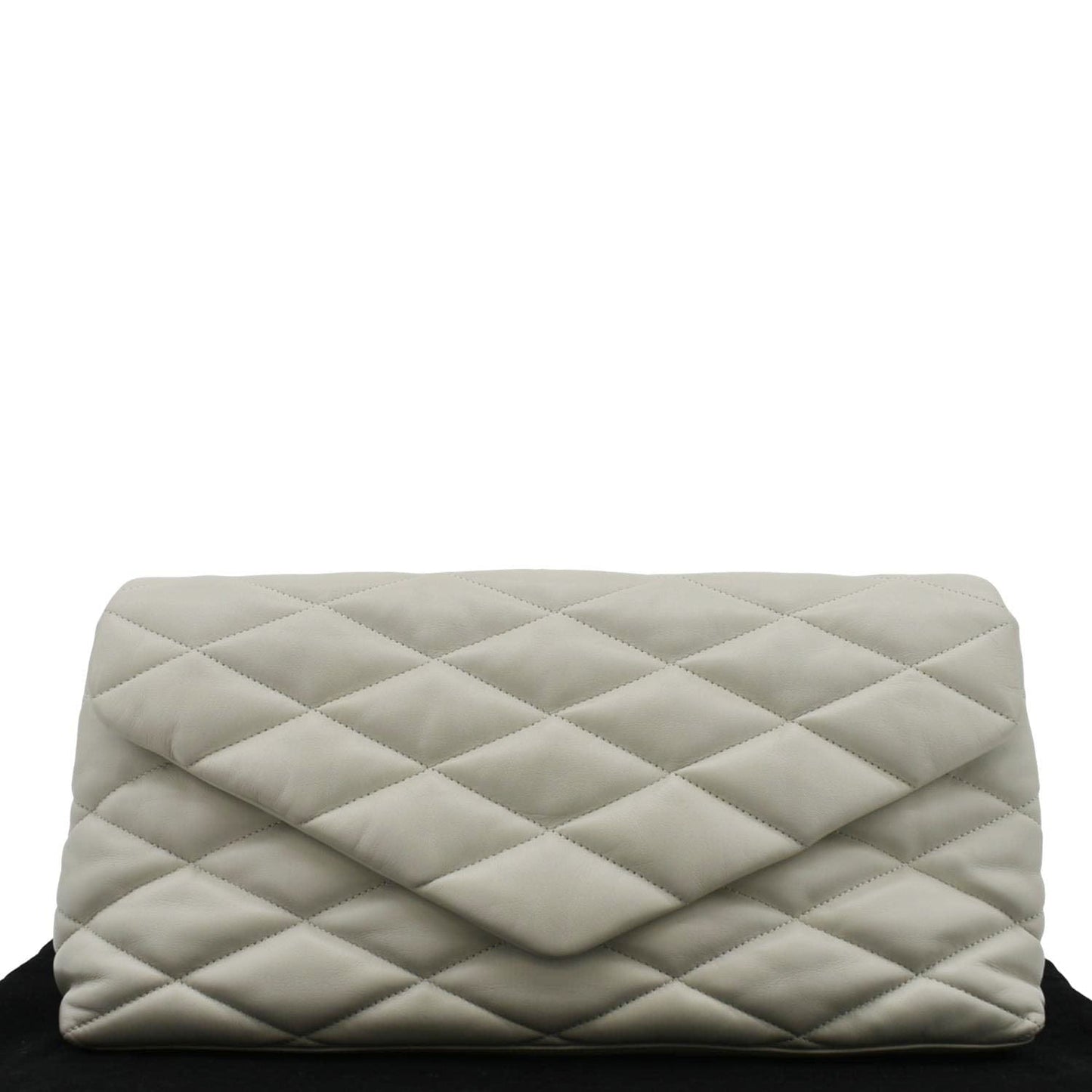 YVES SAINT LAURENT Sade Puffer Quilted  Leather Envelope Clutch Off White