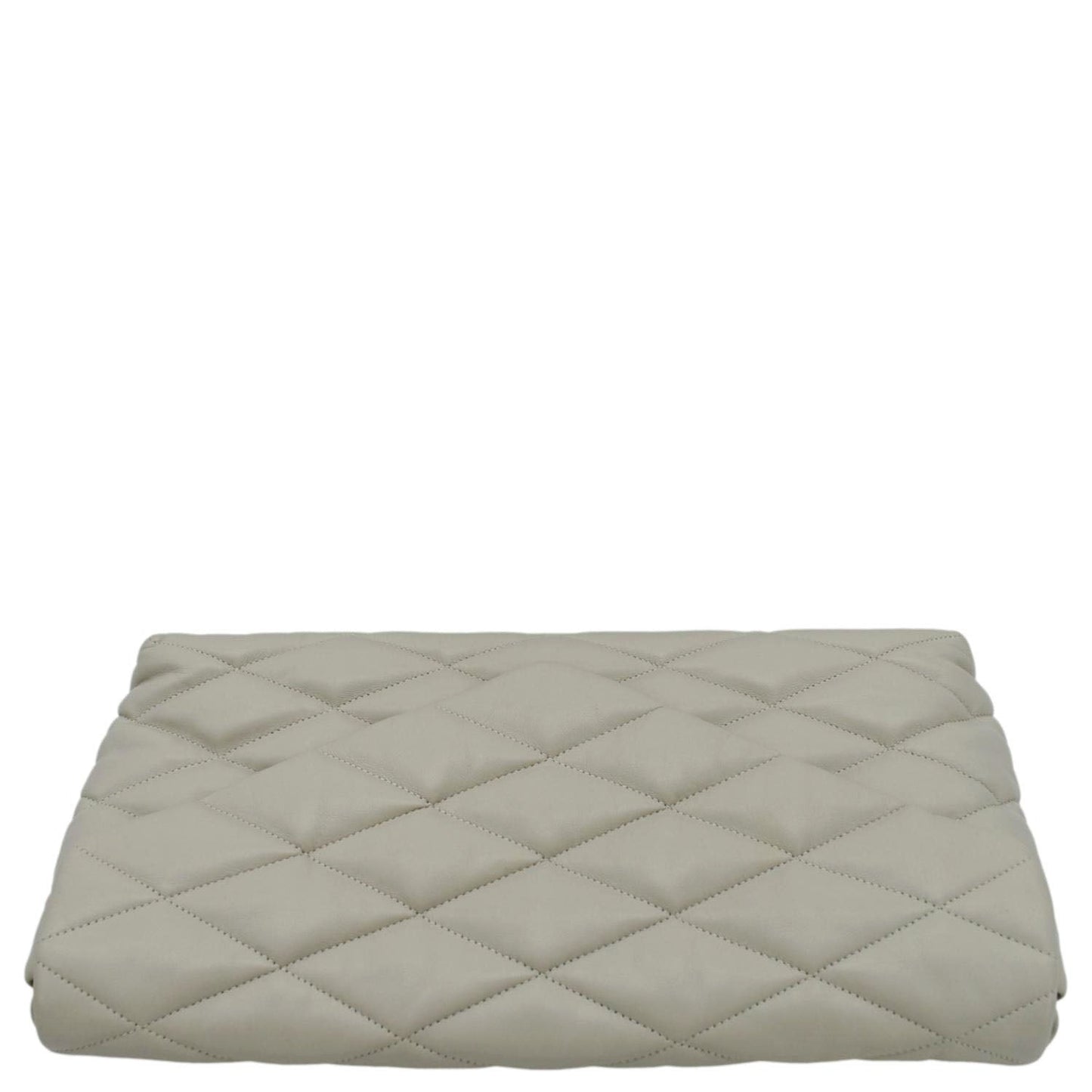 YVES SAINT LAURENT Sade Puffer Quilted  Leather Envelope Clutch Off White