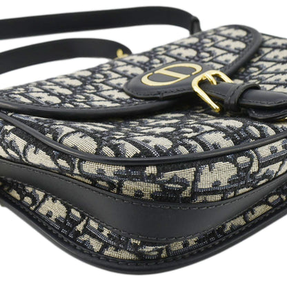 CHRISTIAN DIOR Bobby Medium Oblique Jacquard Canvas Crossbody Bag Navy Blue