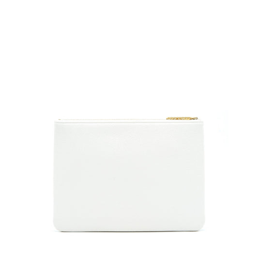 Chanel Seasonal Zippy Pouch Caviar White