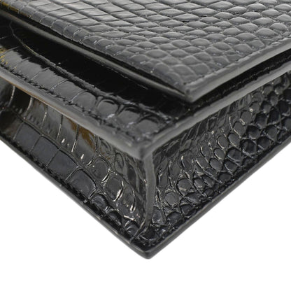 YVES SAINT LAURENT Kate Tassel Crocodile Embossed Leather Crossbody Bag Black