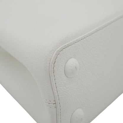 LOUIS VUITTON Capucines East-West MM Leather Crossbody Bag White