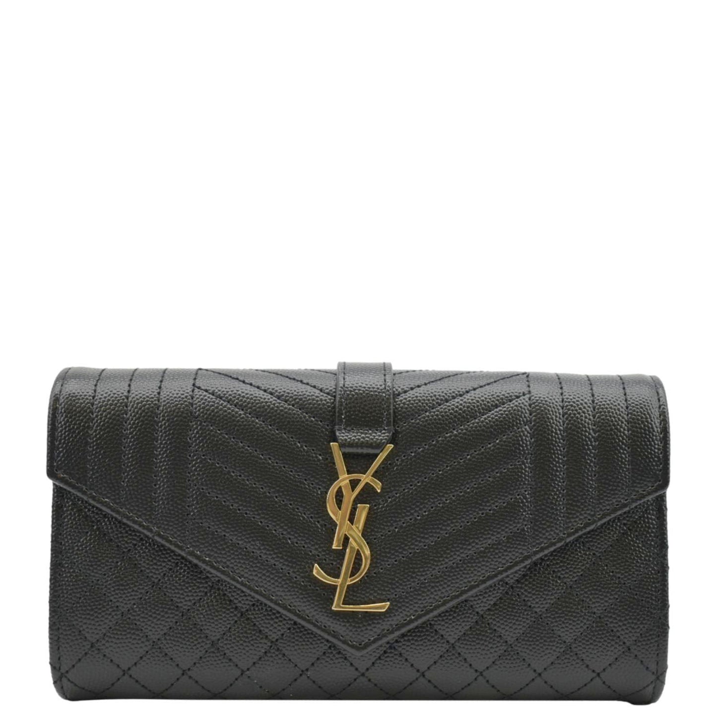 YVES SAINT LAURENT Grain De Poudre Embossed Leather Wallet Black