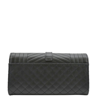 YVES SAINT LAURENT Grain De Poudre Embossed Leather Wallet Black