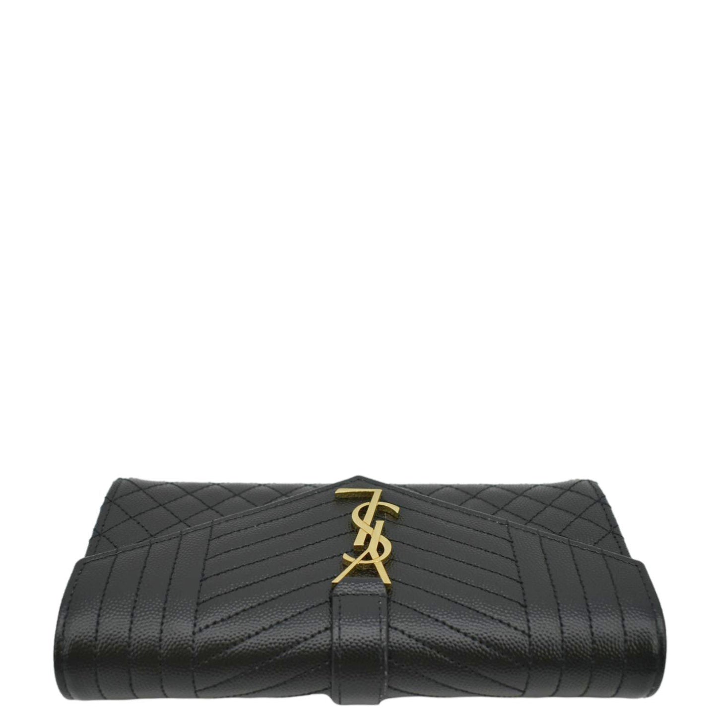 YVES SAINT LAURENT Grain De Poudre Embossed Leather Wallet Black