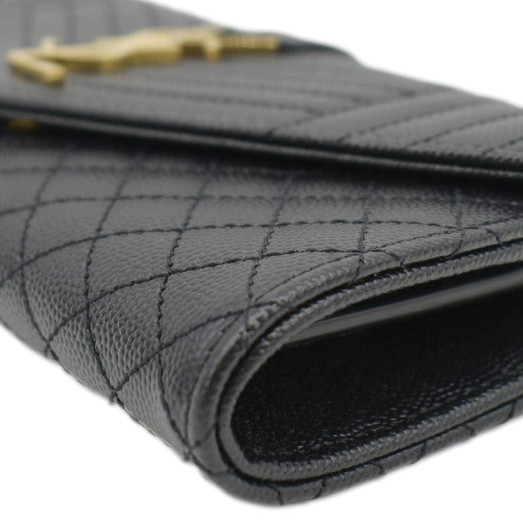 YVES SAINT LAURENT Grain De Poudre Embossed Leather Wallet Black