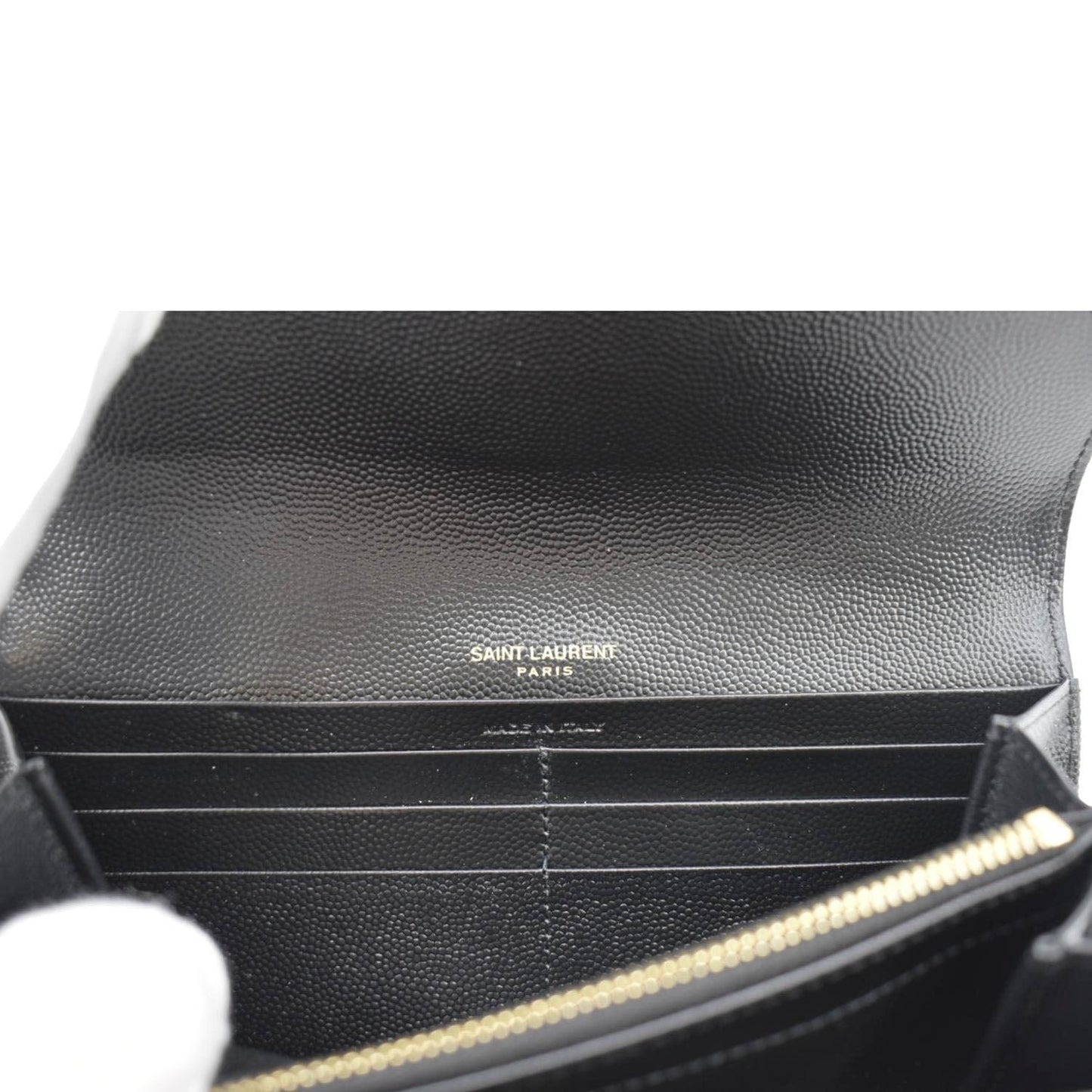 YVES SAINT LAURENT Grain De Poudre Embossed Leather Wallet Black
