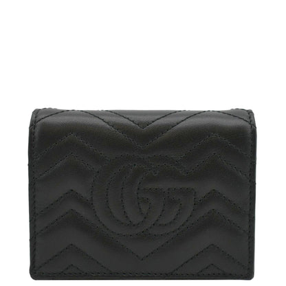 Gucci Marmont GG Matelasse Leather Card Case Wallet Black 466492