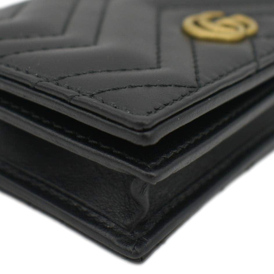 Gucci Marmont GG Matelasse Leather Card Case Wallet Black 466492