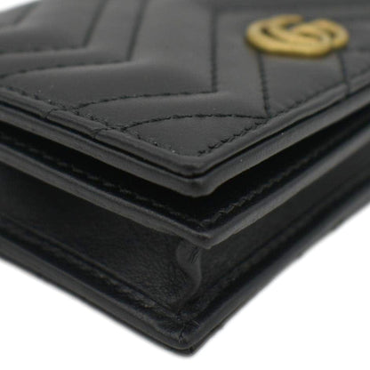 Gucci Marmont GG Matelasse Leather Card Case Wallet Black 466492