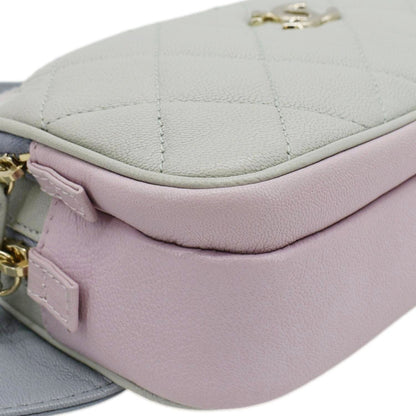 CHANEL CC Double Zip Quilted Leather Tri-Color Belt Bag Pink