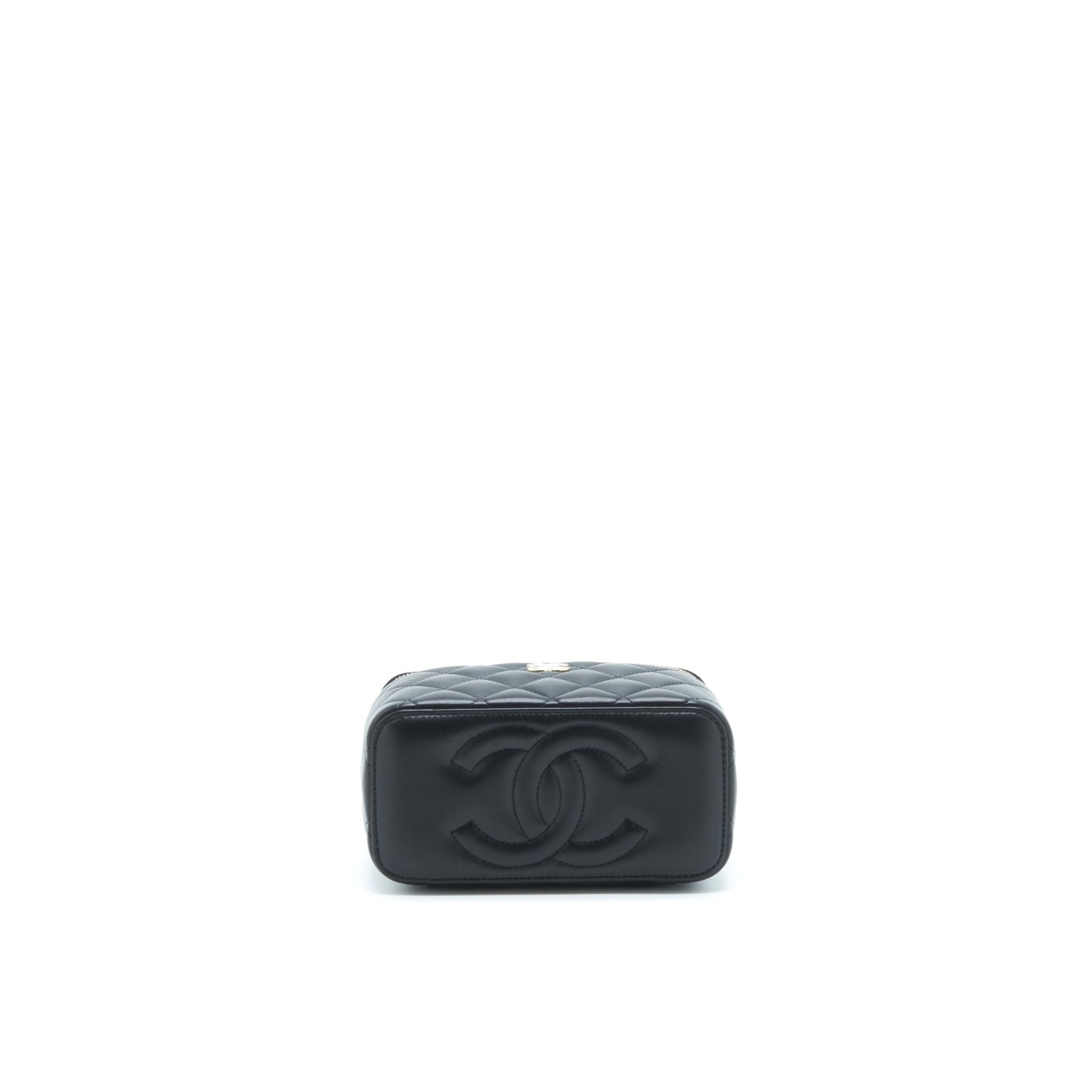 Chanel 22A Top Handle Long Vanity With Chain Lambskin Black L