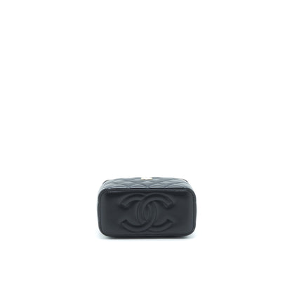 Chanel 22A Top Handle Long Vanity With Chain Lambskin Black L