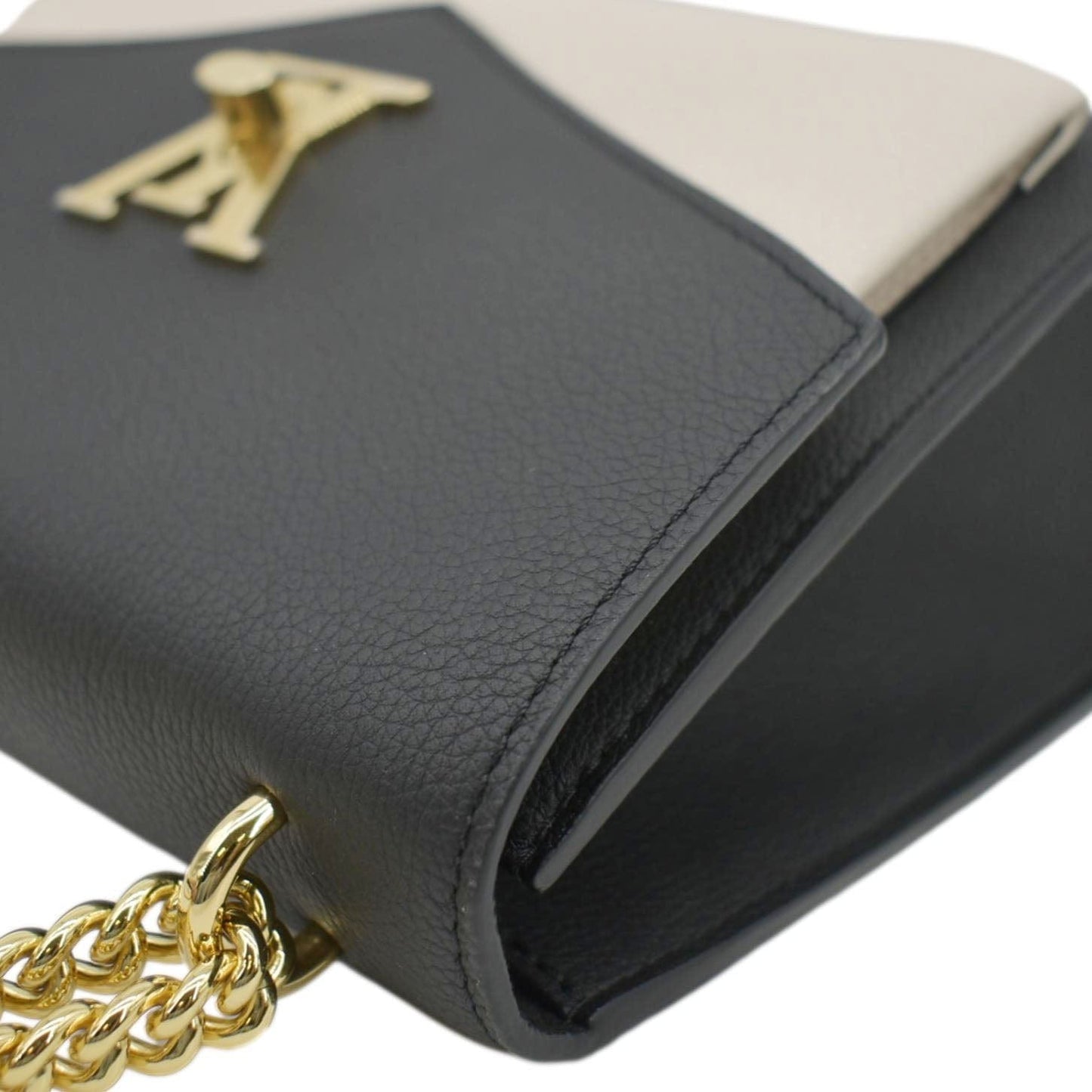 LOUIS VUITTON Mylockme Calf Leather Chain Shoulder Bag Creme