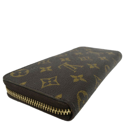 LOUIS VUITTON Clemence Monogram Canvas Zippy Wallet Brown