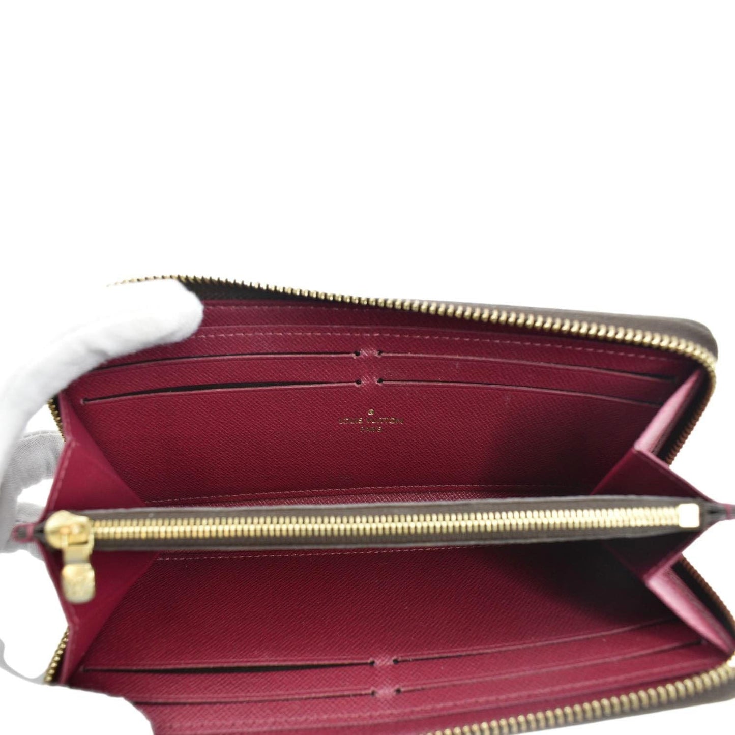 LOUIS VUITTON Clemence Monogram Canvas Zippy Wallet Brown