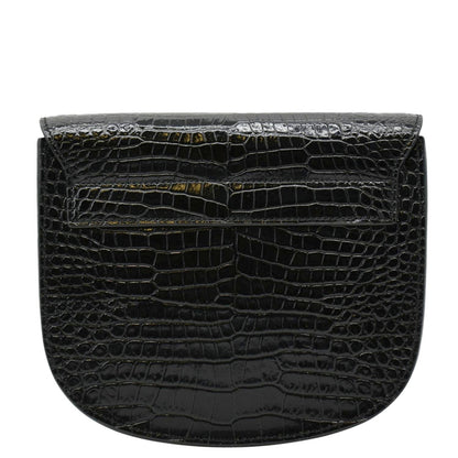 YVES SAINT LAURENT Kaia Small  Embossed Leather Satchel Bag Black