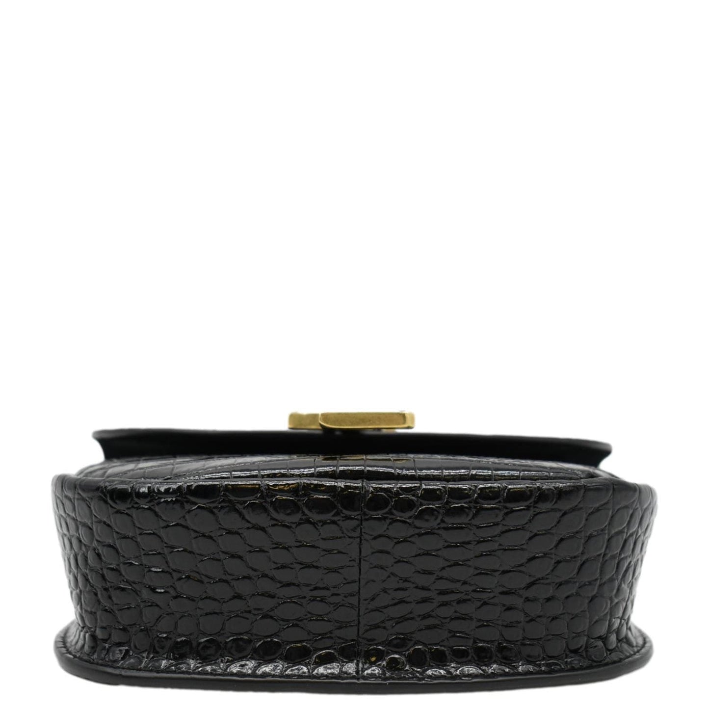 YVES SAINT LAURENT Kaia Small  Embossed Leather Satchel Bag Black