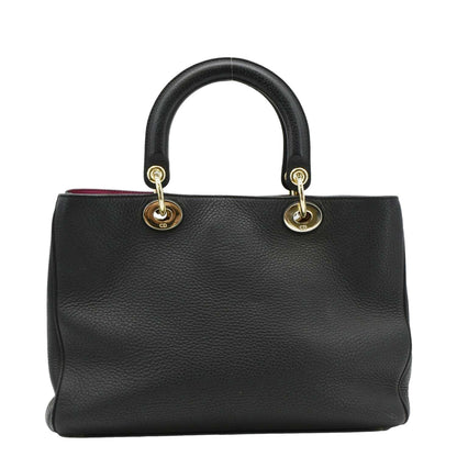 CHRISTIAN DIOR Diorissimo Leather Tote Shoulder  Bag Black
