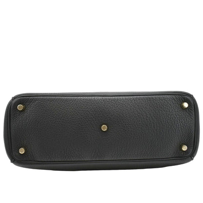 CHRISTIAN DIOR Diorissimo Leather Tote Shoulder  Bag Black