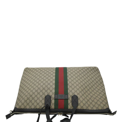 GUCCI Large Zippered GG Supreme Canvas Web Duffle Bag Beige 353406