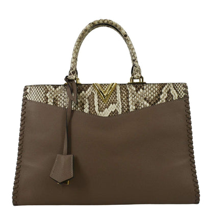 LOUIS VUITTON Very Zipped Python Leather Tote Shoulder Bag Beige