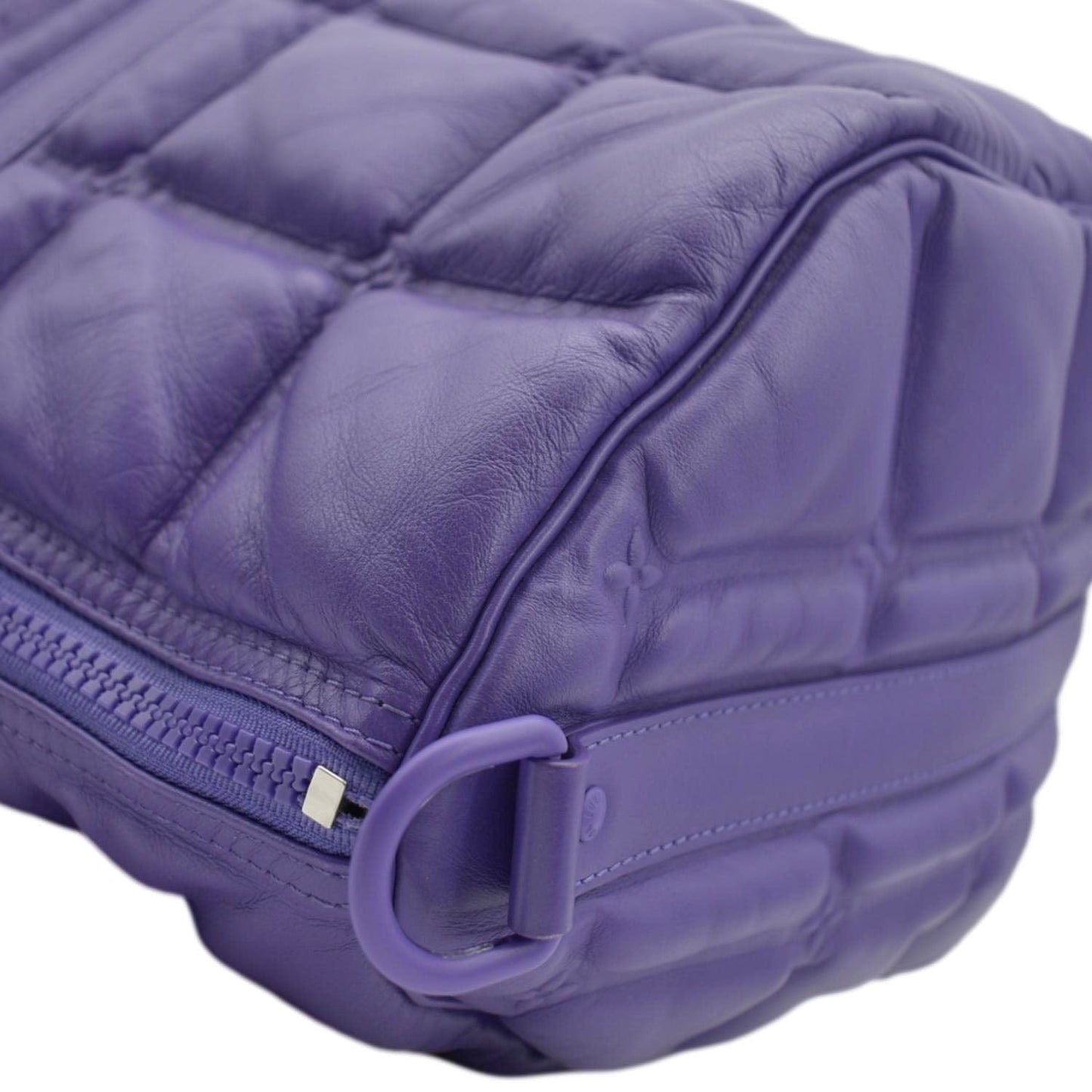 LOUIS VUITTON Keepall 45 Bandouliere Puffy Damier Leather Travel Bag Violet