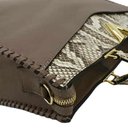 LOUIS VUITTON Very Zipped Python Leather Tote Shoulder Bag Beige