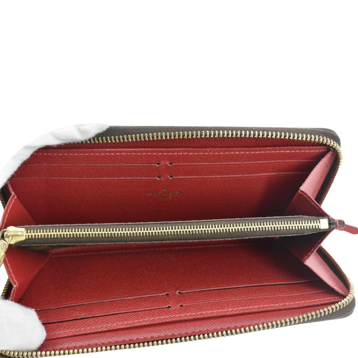 LOUIS VUITTON Clemence Damier Ebene Zippy Wallet Brown