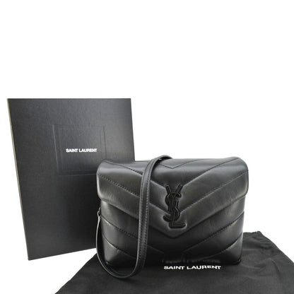 YVES SAINT LAURENT Loulou Toy Quilted Leather Crossbody Bag Black