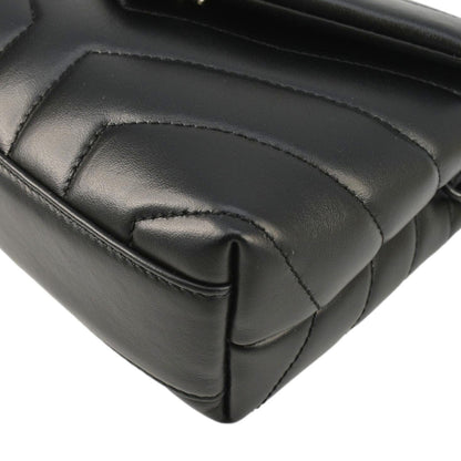 YVES SAINT LAURENT Loulou Toy Quilted Leather Crossbody Bag Black