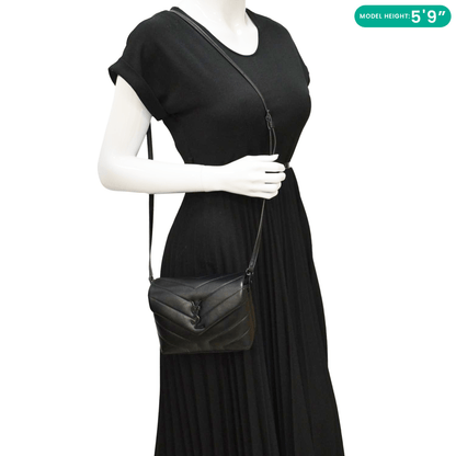 YVES SAINT LAURENT Loulou Toy Quilted Leather Crossbody Bag Black