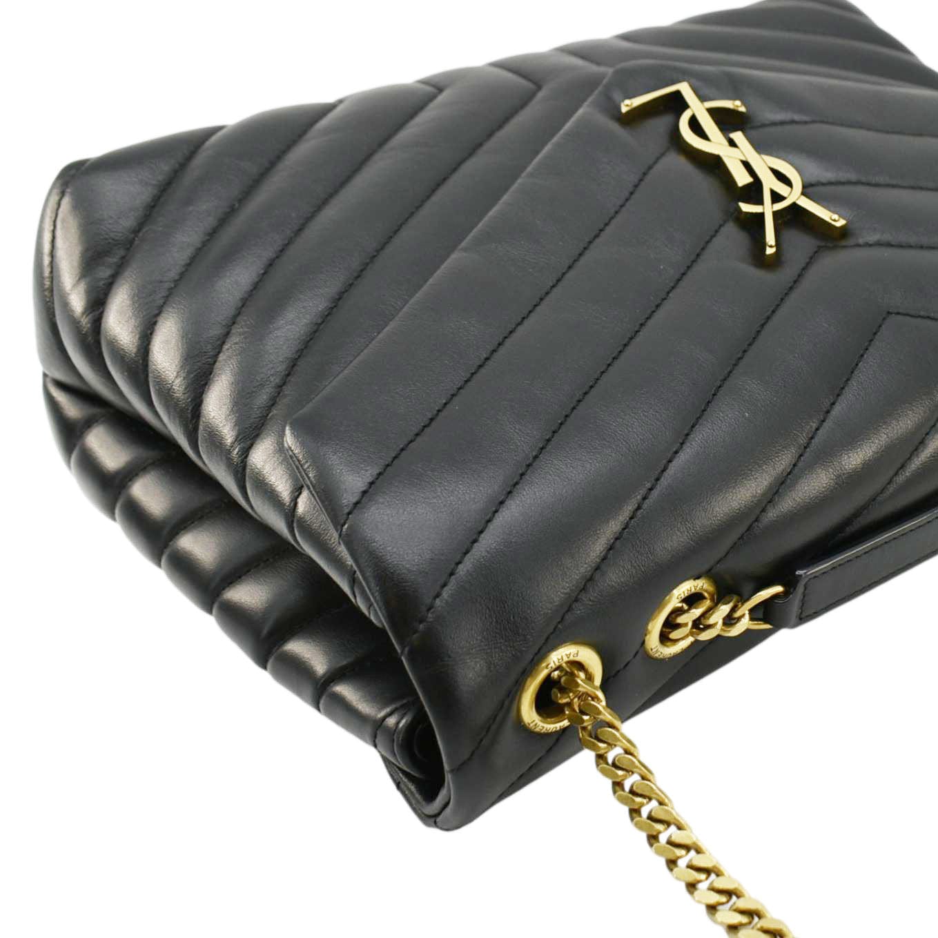 YVES SAINT LAURENT Loulou Medium Quilted Leather Crossbody Bag Black